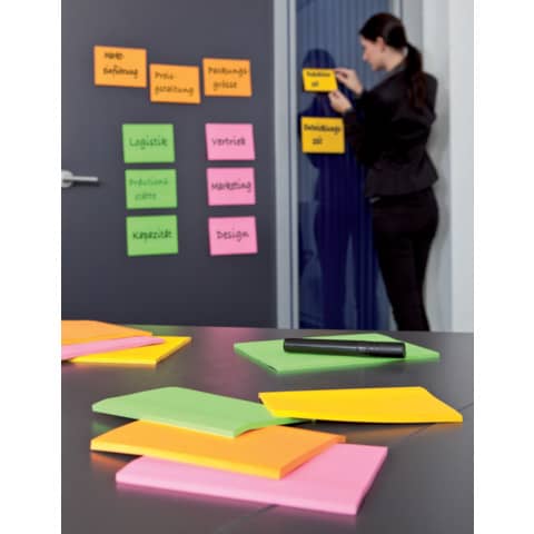 Foglietti riposizionabili Post-it® Super Sticky Meeting Notes Large assortiti conf. 4 blocchetti da 45 ff - 6845-SS EU